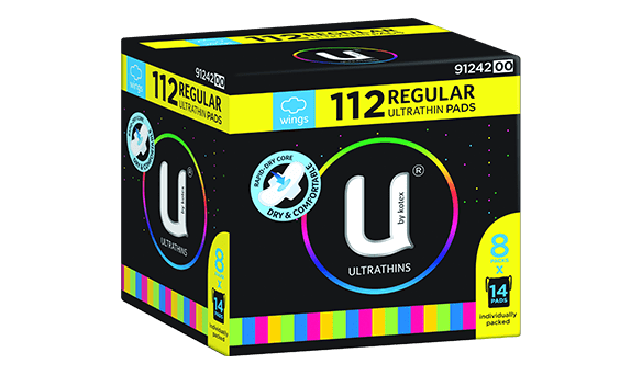 U by Kotex	Ultrathin Regular Pads with Wings	112 pads