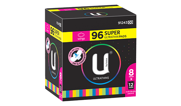 U by Kotex Ultrathin Super Pads with Wings 96 pads