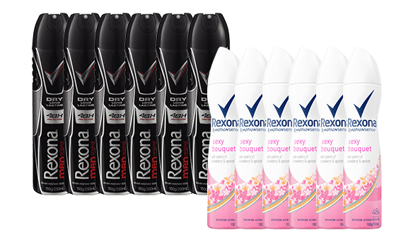 Rexona Mens and Women’s Deodorant 6 x 250ml